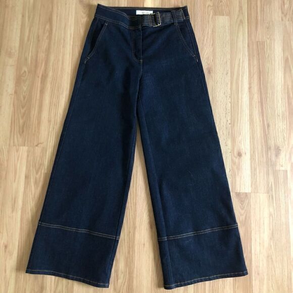 Tory Burch Denim Culottes High Rise Dark Wash Cropped Jeans Women’s SIZE 25 - Picture 2 of 10